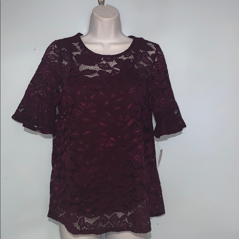 Purple Lace Top with Solid Adjustable Cami